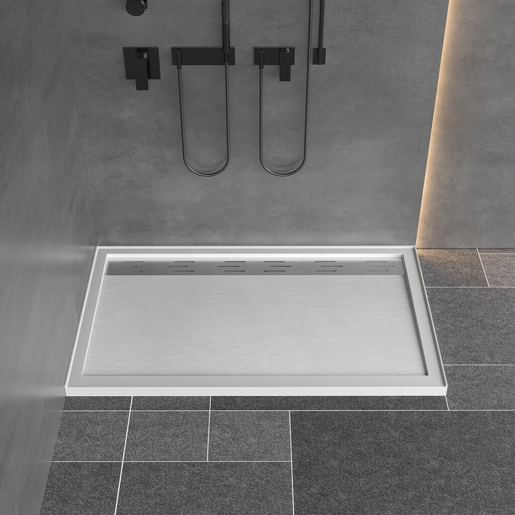 Acrylic Shower Base Pan with Solid Surface Drain Cover