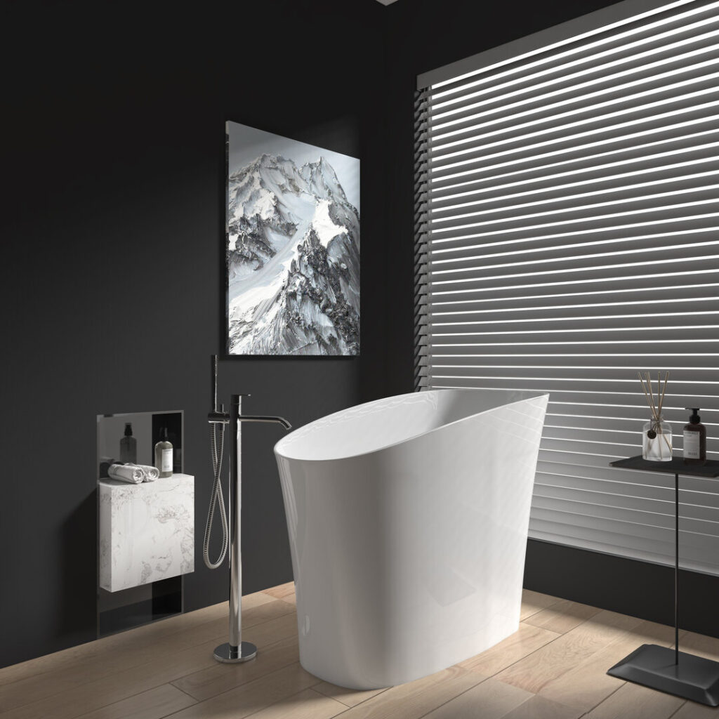 White Compact small Deep Soaking Tub