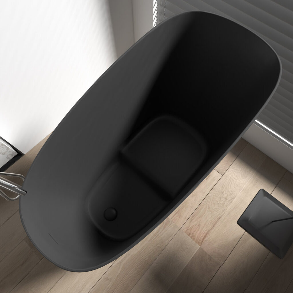 Black Compact small Deep Soaking Tub
