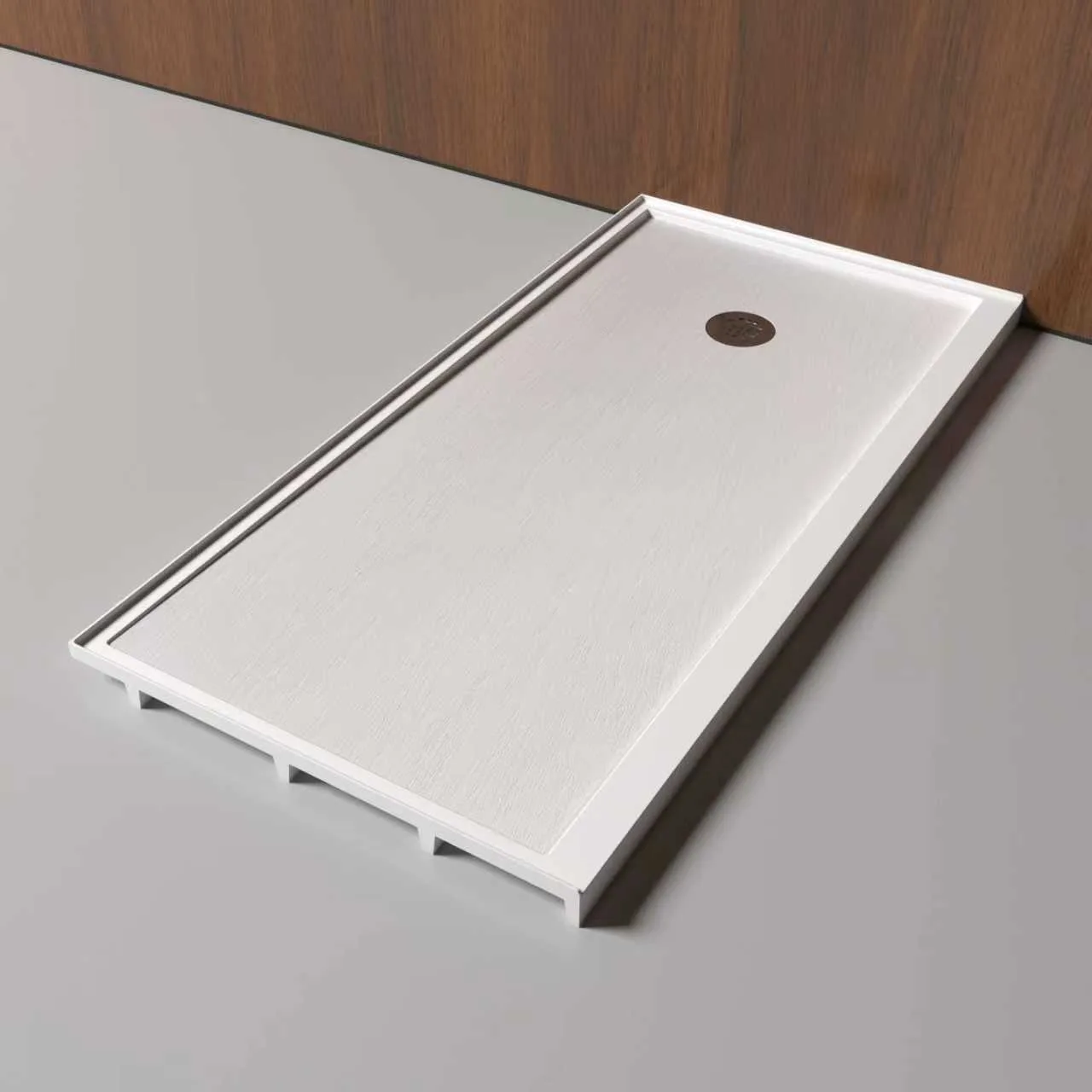 White Anti-Slip Cultured Marble Shower Base with center drain