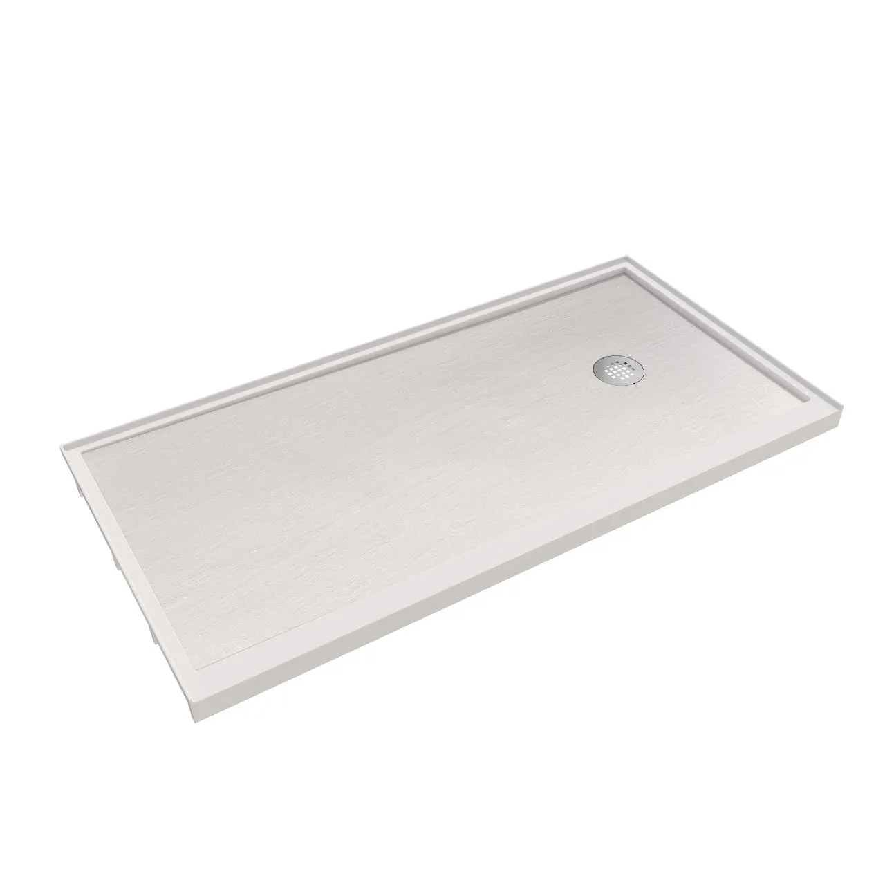 White Anti-Slip Cultured Marble Shower Base with center drain