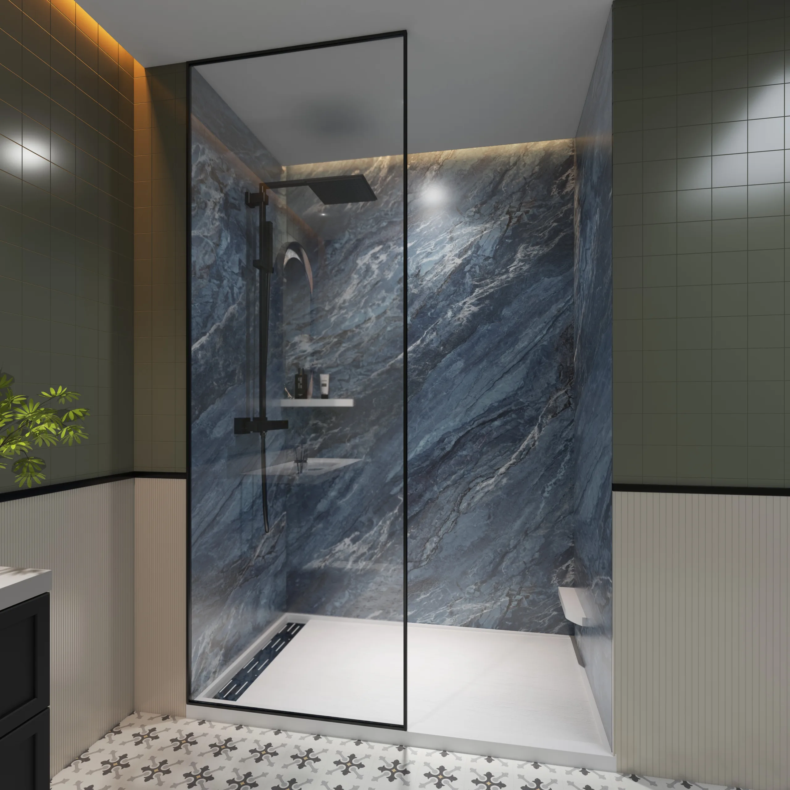 Cultured Marble Shower Wall Panels for Hotel Bathroom
