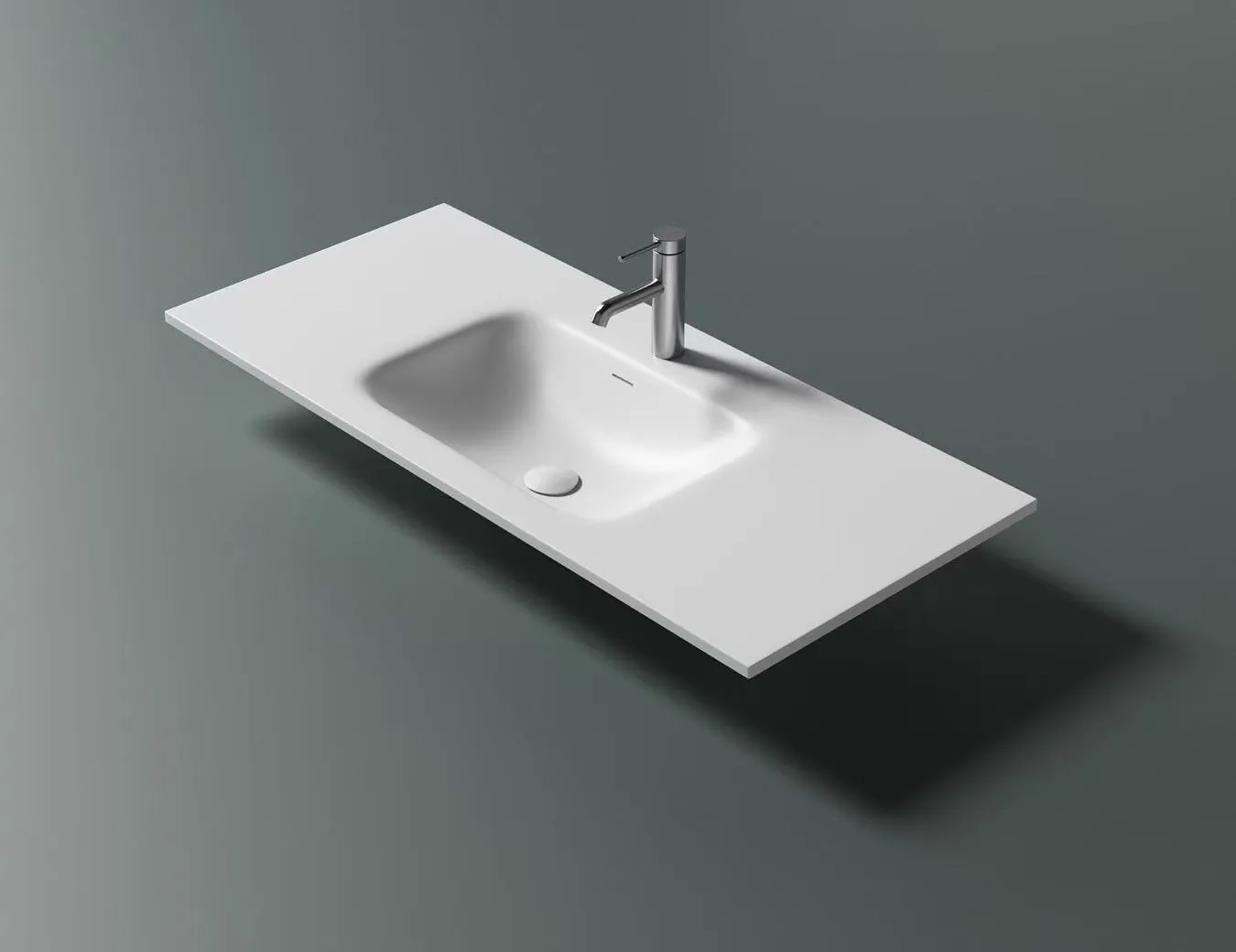 Safety-focused Integrated Solid Surface Washbasin with rounded corners