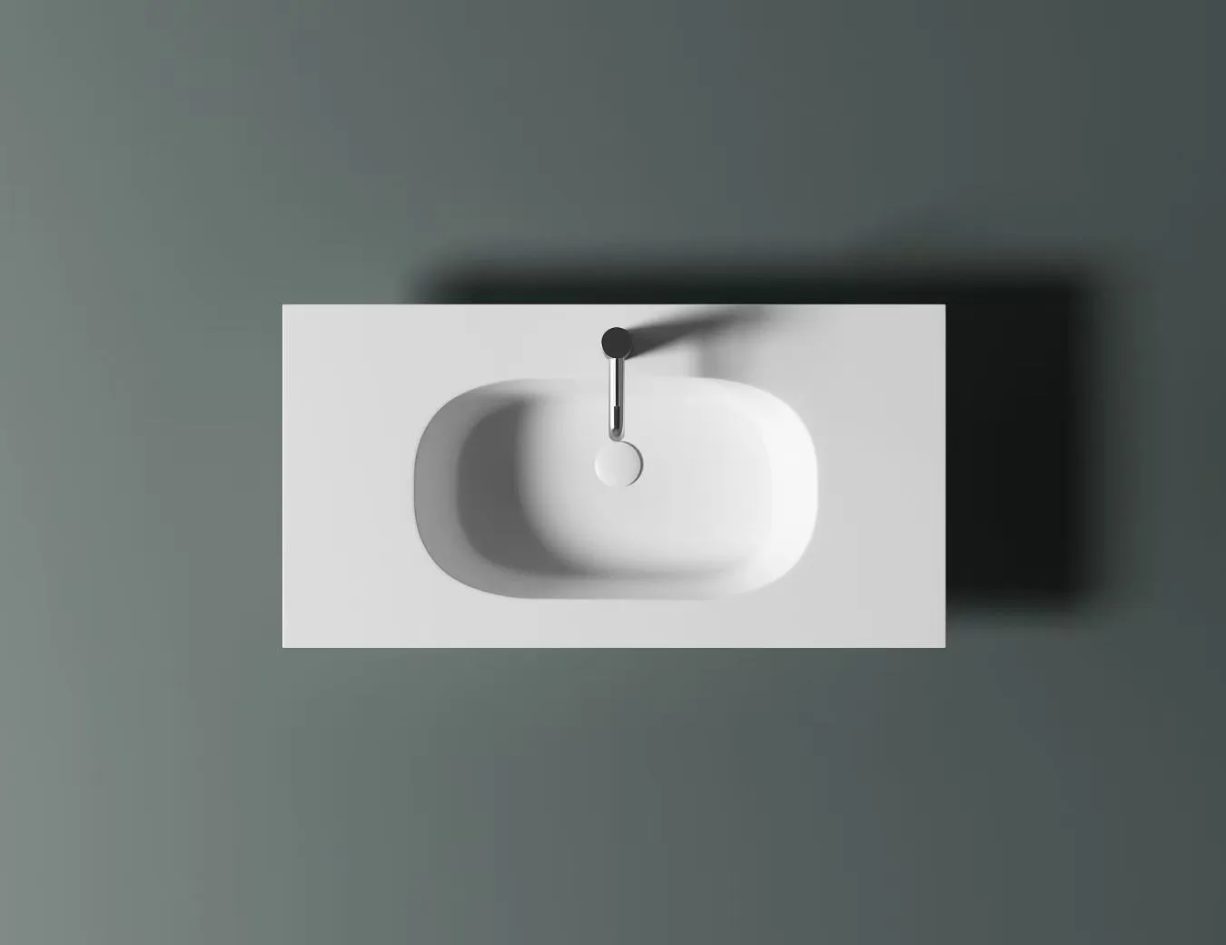 Custom Integrated Solid Surface Washbasin with seamless oval bowl