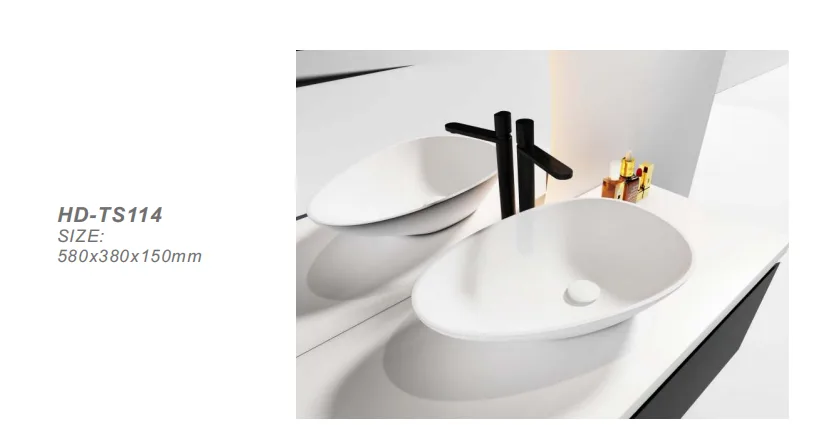 Close-up view of the non-porous interior of a solid surface countertop basin, ensuring easy commercial maintenance.