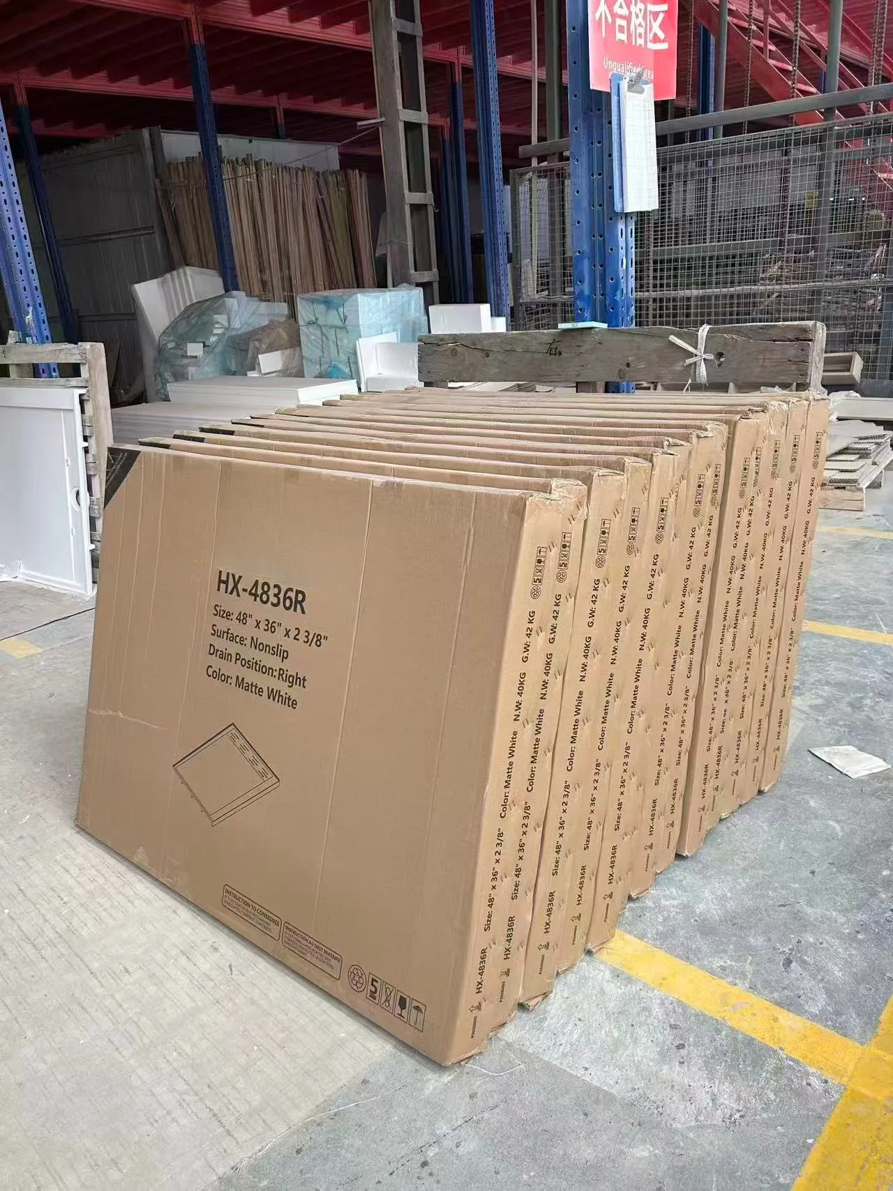 Export-standard packaging for HX-4836R Cultured Marble Shower Bases