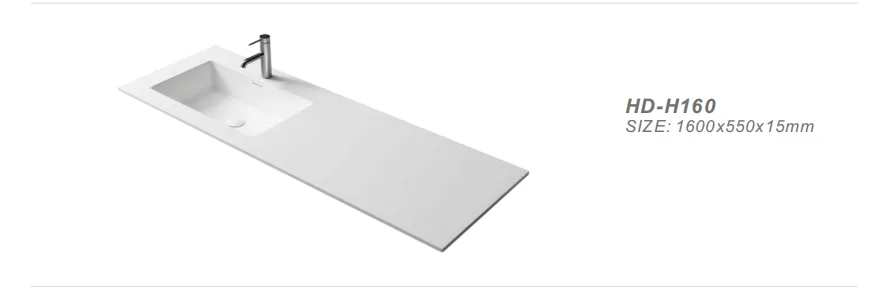 Technical specifications for Matte Grey Solid Surface Vanity Top HD-H160