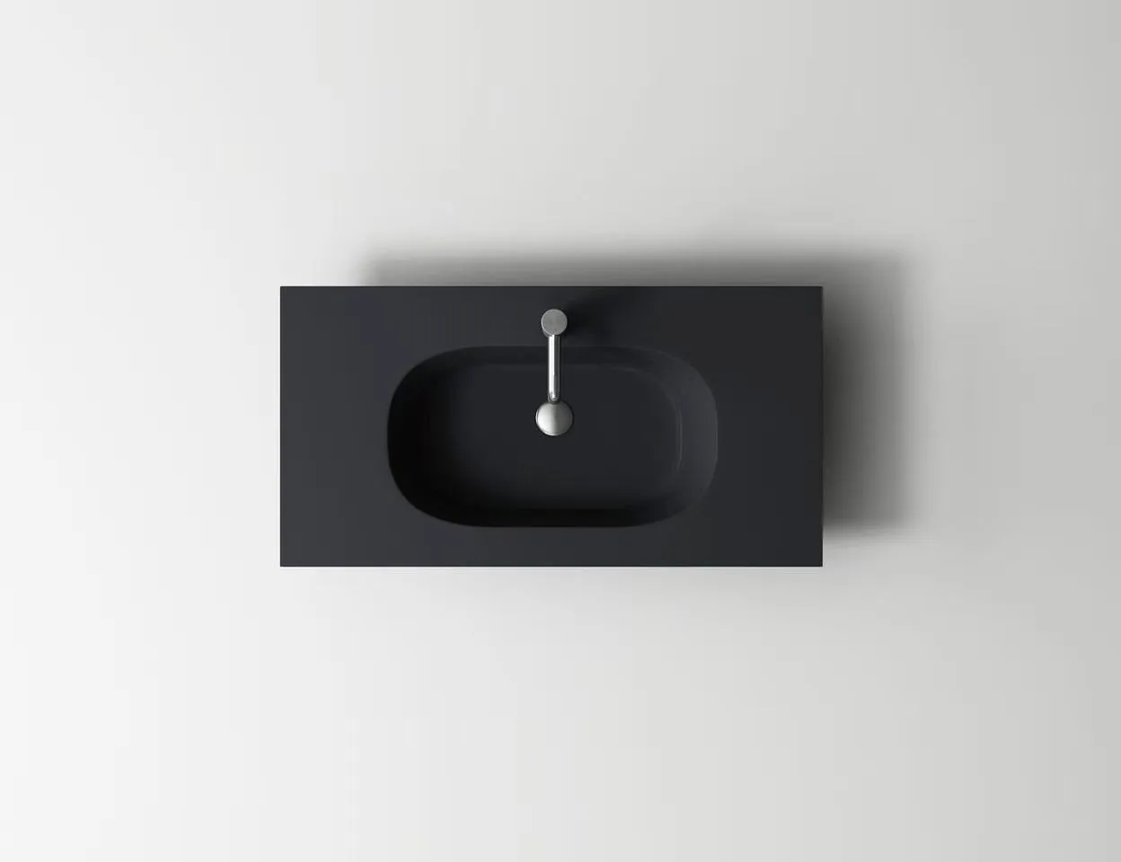 Bespoke Matte Black Integrated Solid Surface Washbasin for hotel