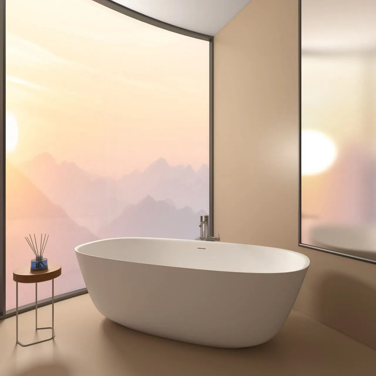 Luxury freestanding Stone Resin Bathtubs in hotel suite