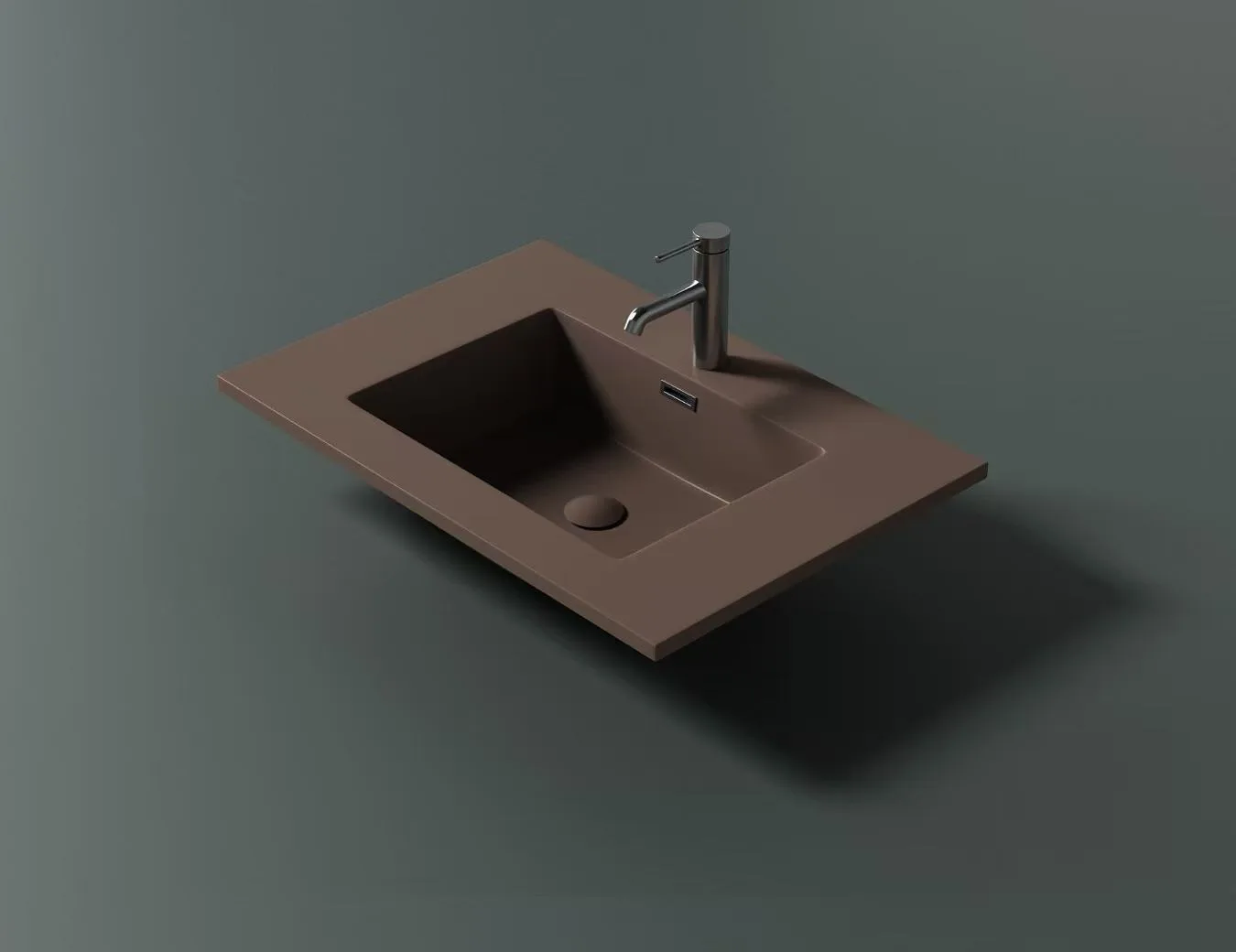 Matte Black Rectangular Solid Surface Integrated Basin for industrial bathroom