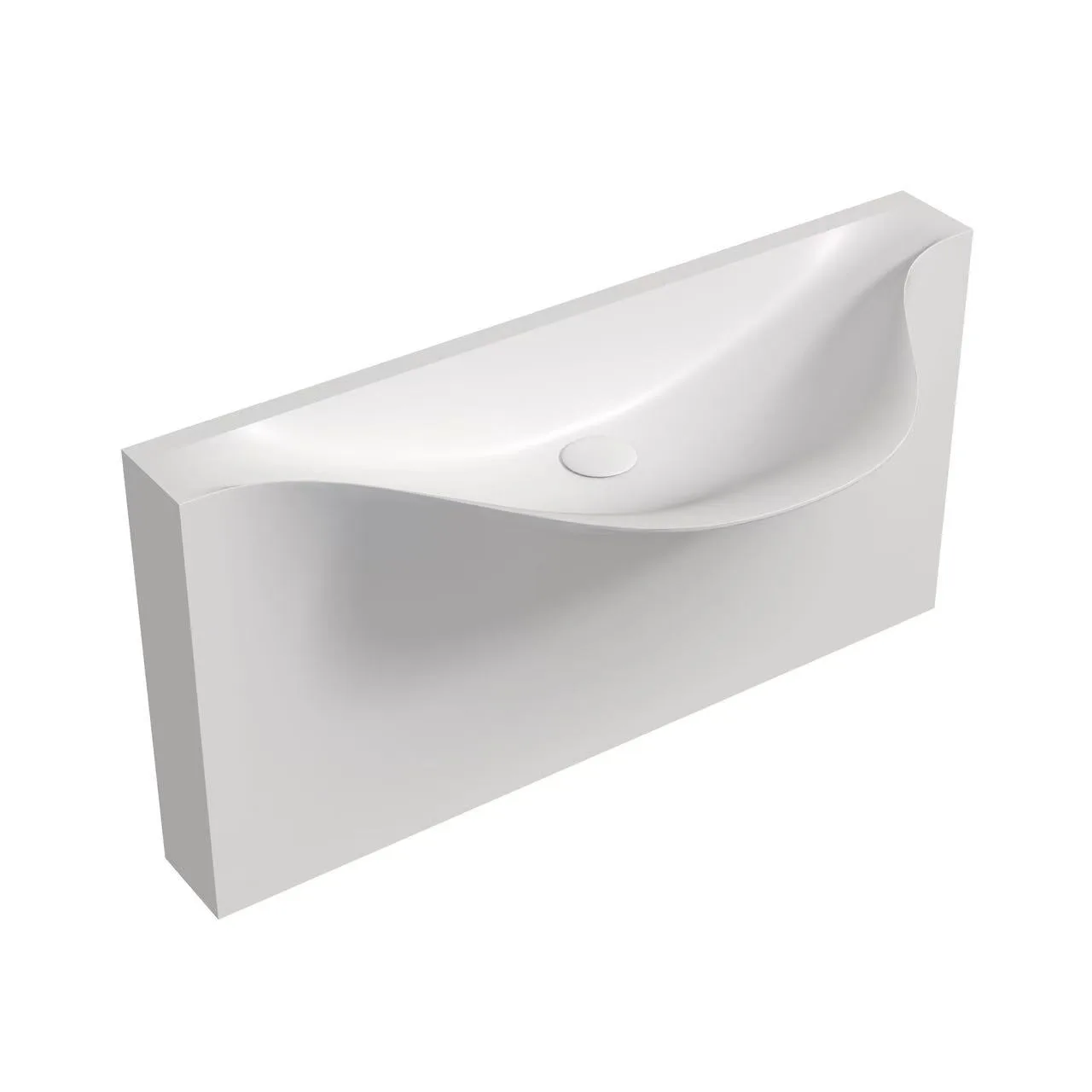 Architectural isolated view of a sculptural solid surface sink demonstrating HONDAO's advanced polymer wave-carving capabilities.