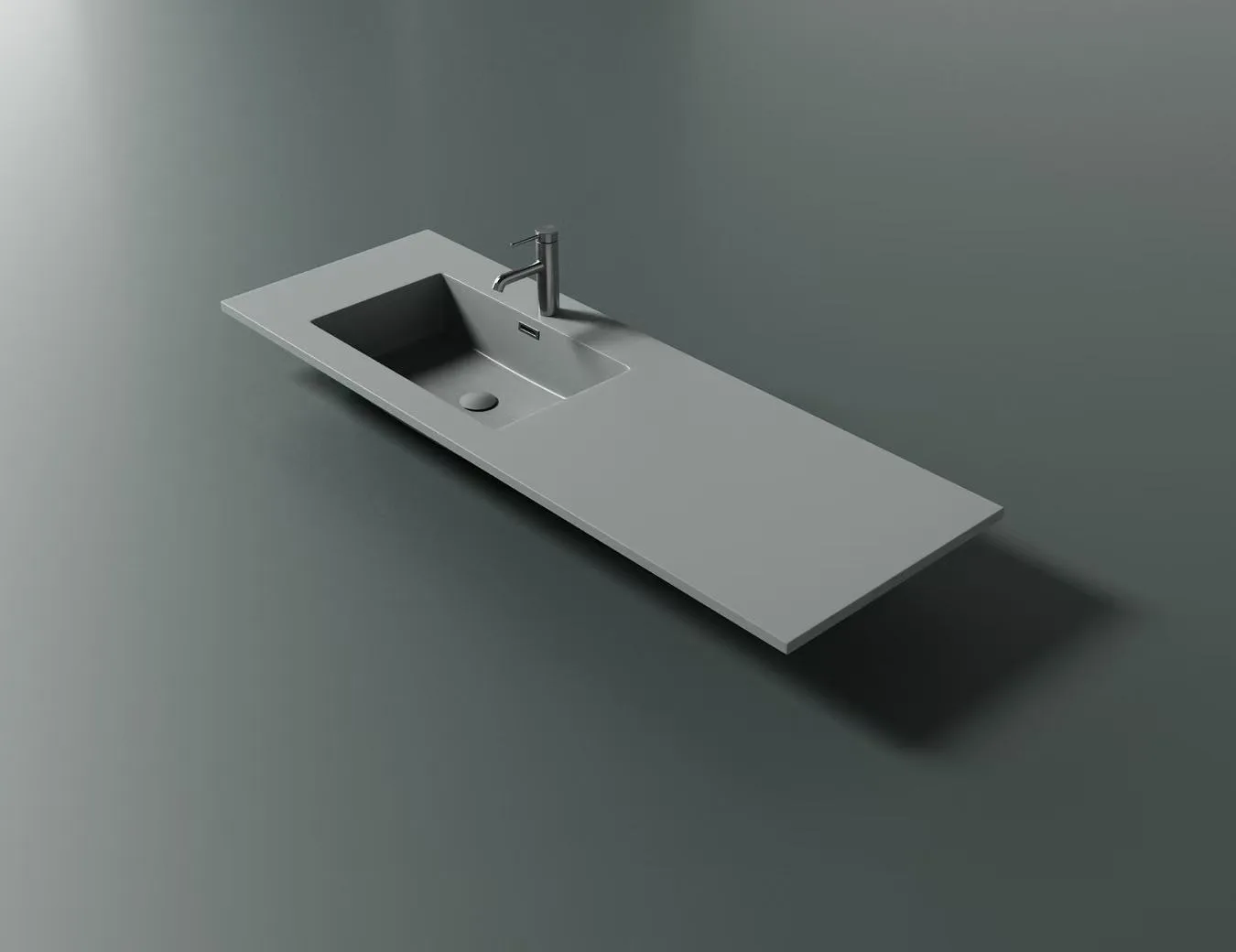 OEM Custom Matte Grey Solid Surface Vanity Top with offset basin
