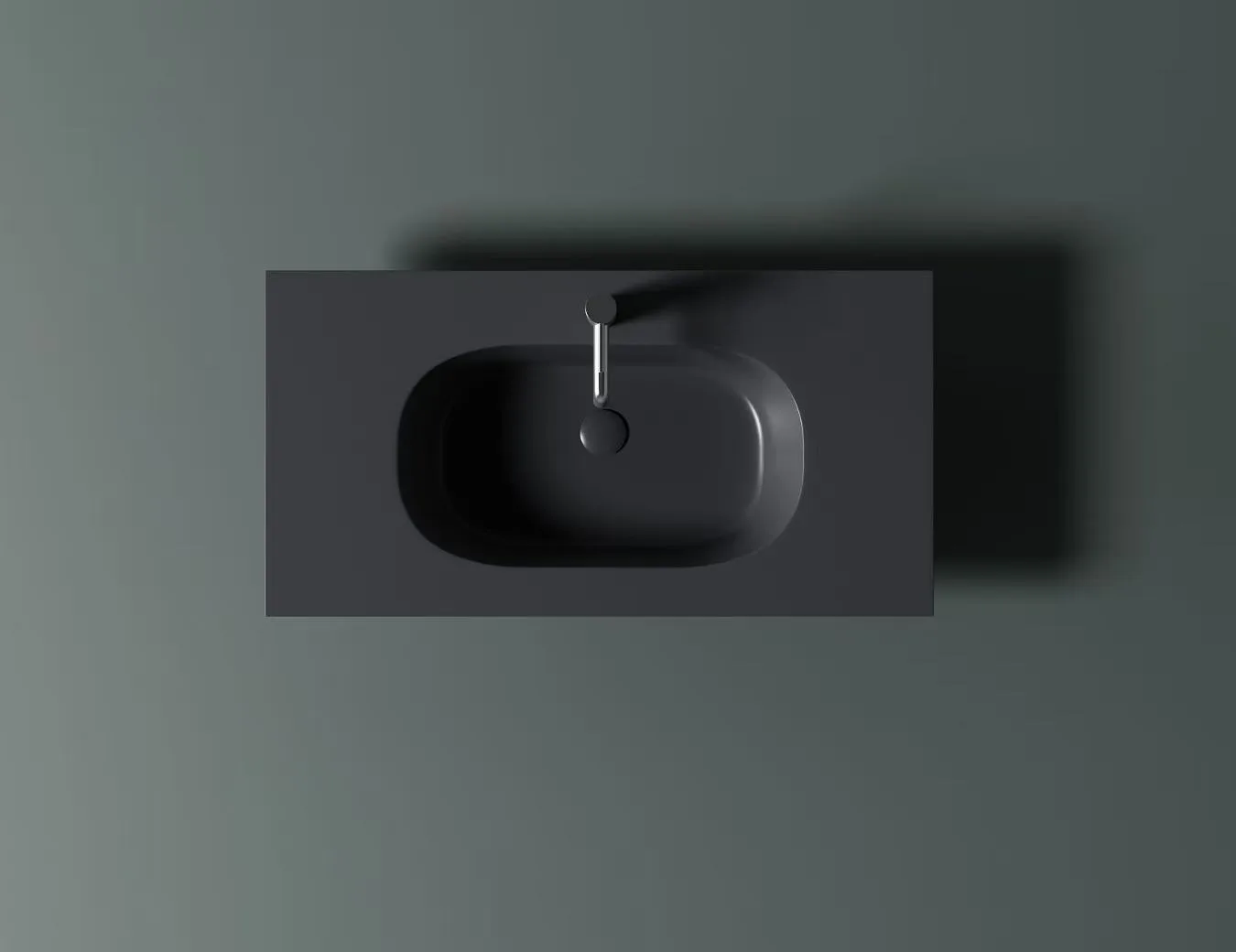 Bespoke Matte Black Integrated Solid Surface Washbasin for hotel