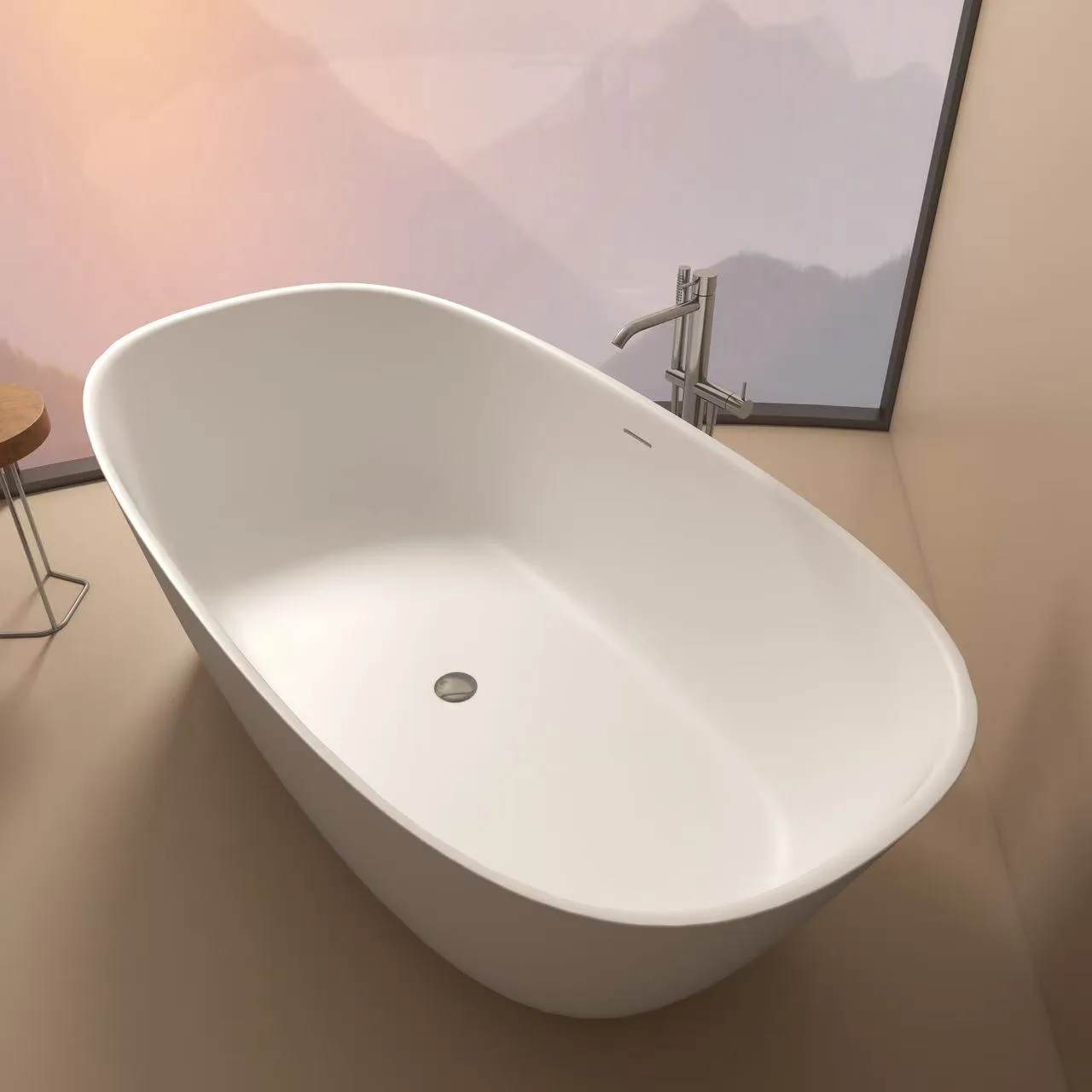Luxury freestanding Stone Resin Bathtubs in hotel suite