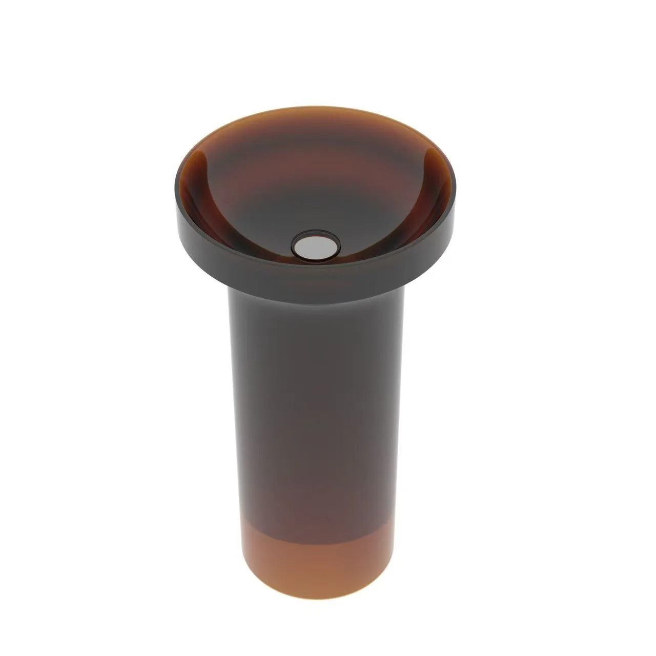 High-gloss teal translucent resin pedestal sink demonstrating HONDAO's advanced polymer casting capabilities for commercial spaces.