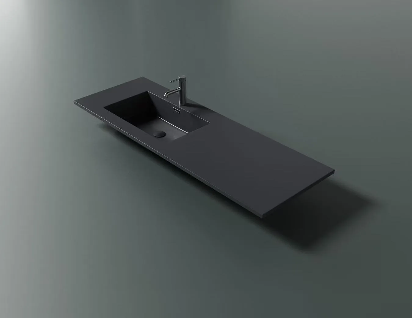 OEM Custom Matte Grey Solid Surface Vanity Top with offset basin