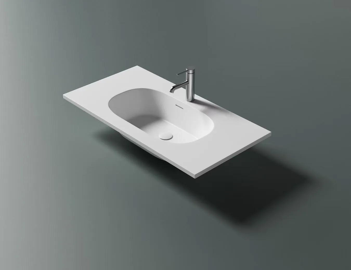 Custom Integrated Solid Surface Washbasin with seamless oval bowl