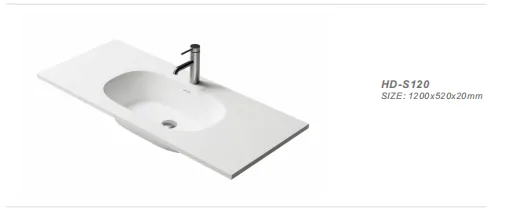 HD-S120 Integrated Solid Surface Offset Basin 1200x520x20mm factory direct