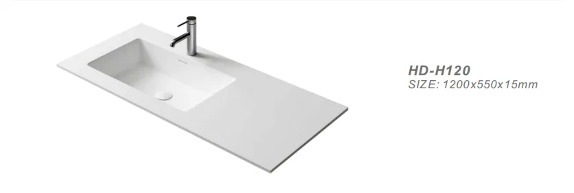 HD-H120 Solid Surface Integrated Rectangular Sink 1200x550x15mm factory direct