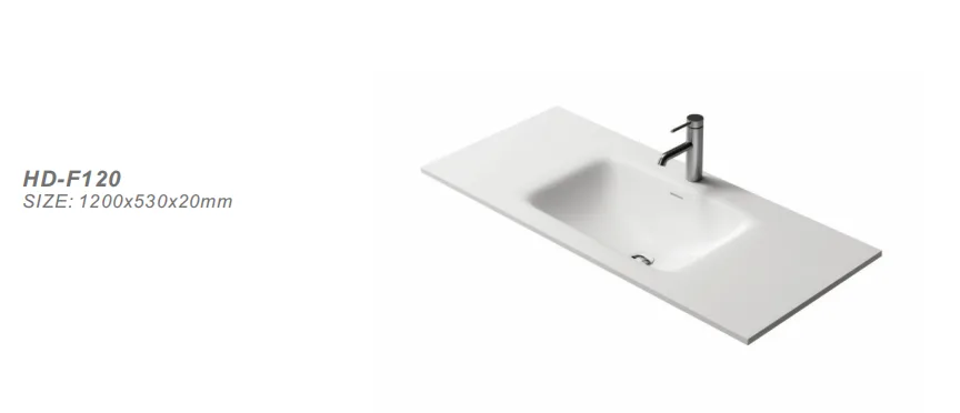 HD-F120 Integrated Solid Surface Sink with Radius Corners 1200x530x20mm