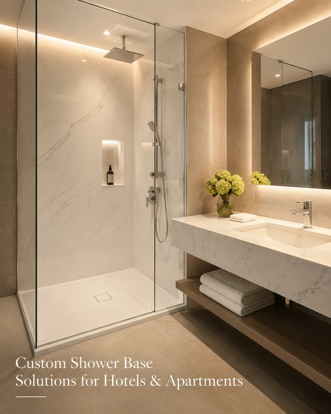 Hondao custom waterproof shower base solutions for hotels and apartments