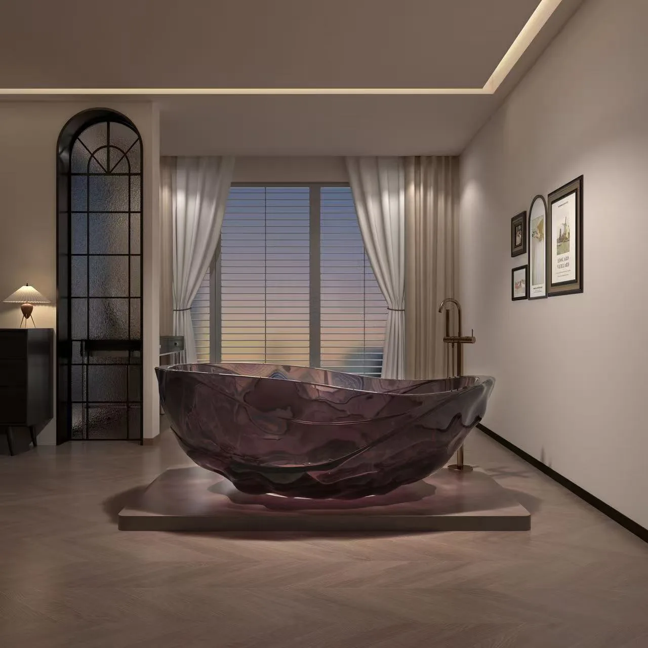 Transparent Resin Freestanding Bathtub