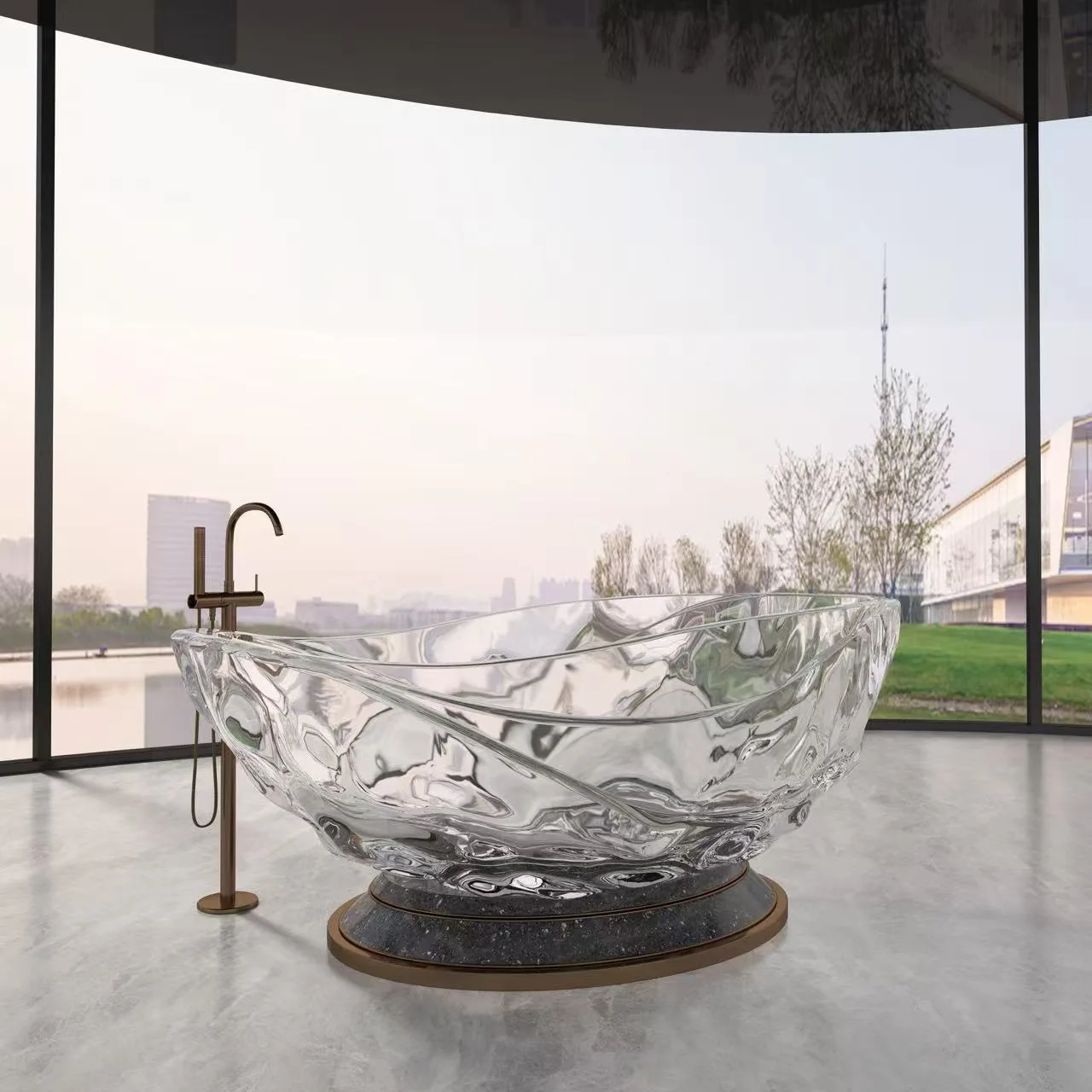 Transparent Resin Freestanding Bathtub