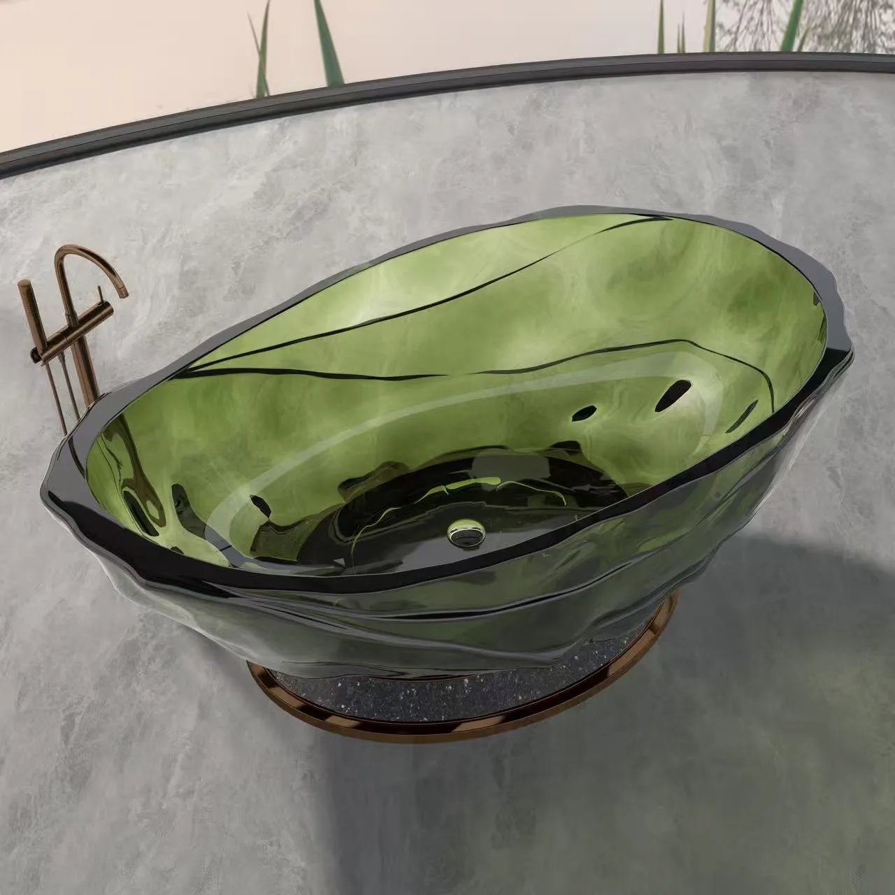 Transparent Resin Freestanding Bathtub