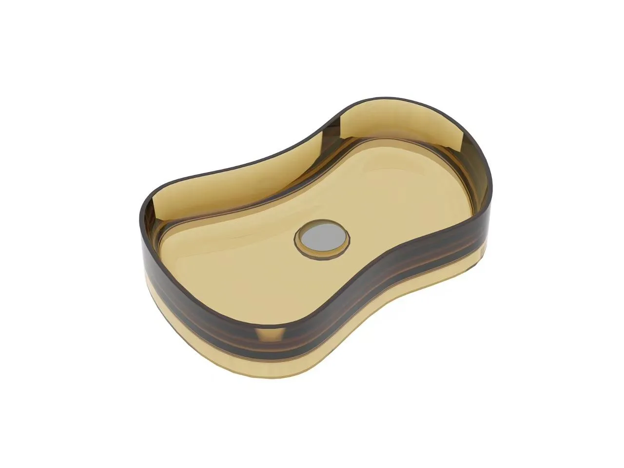 Alternative angle showing the fluid, contoured profile of the organic shaped glass vessel bathroom sinks.