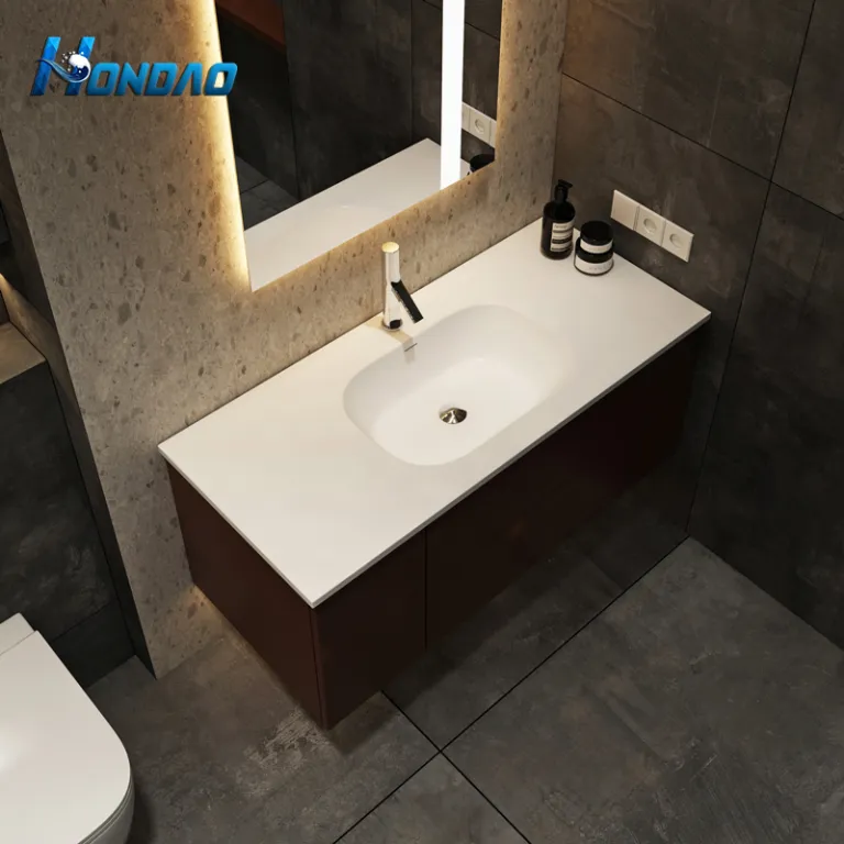 Classic American Style Solid Surface Washbasin in a luxury hotel bathroom