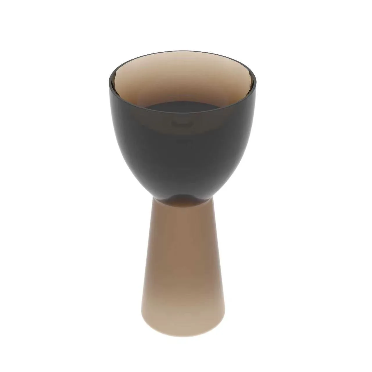 Studio isolated view of the smoky tea brown variant of the chalice translucent resin pedestal washbasin showcasing its colored, light-transmitting resin compound.