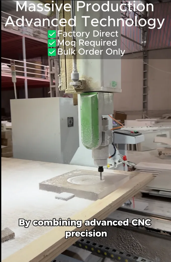 CNC machine carving precise molds for custom solid surface manufacturing