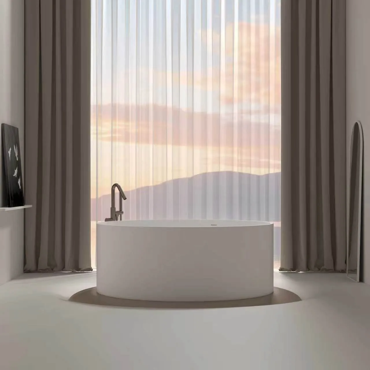 sculptural luxury hotel freestanding bathtubs in oceanfront resort suite